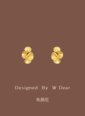 「布朗尼」金色雾面花朵硅胶耳夹女无耳洞耳钉法式小众气质耳环新