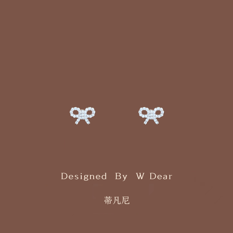 「蒂凡尼」迷你锆石蝴蝶结硅胶耳夹无耳洞女小巧精致百搭耳钉耳饰