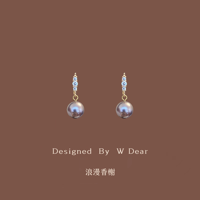 温柔紫色珍珠蚊香盘耳夹