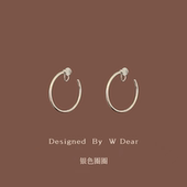 「银色圈圈」刘亦菲去有风 地方许红豆同款 大耳圈耳夹无耳洞耳饰