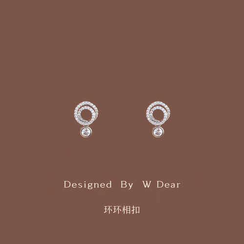「环环相扣」轻奢锆石圆环耳钉女无耳洞蚊香盘耳夹小众高级感耳饰