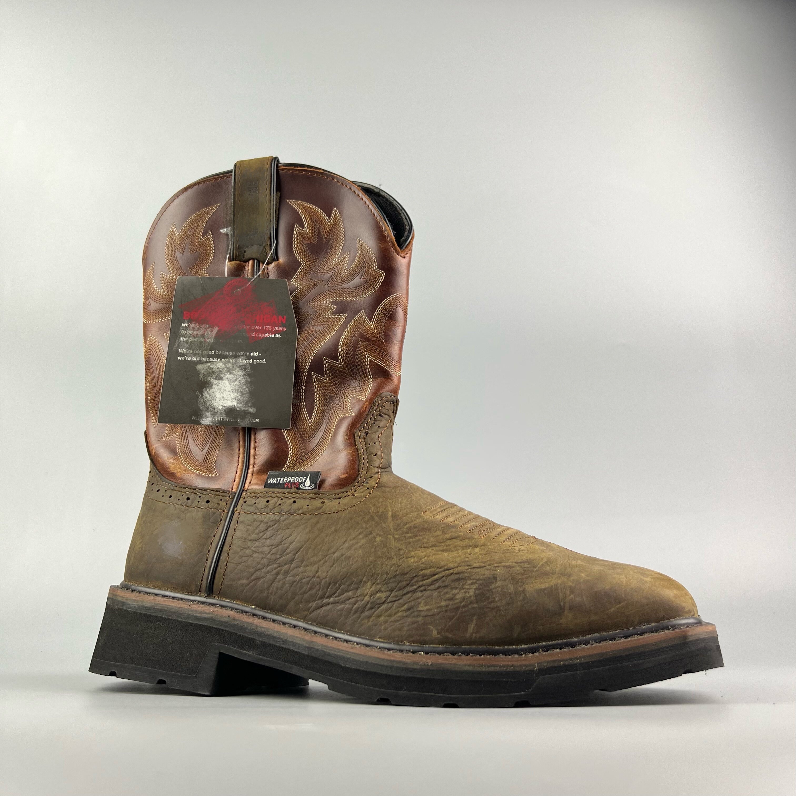 福利 42 46码 西部牛仔靴 方头套筒靴 防水防压钢头 休闲工装靴