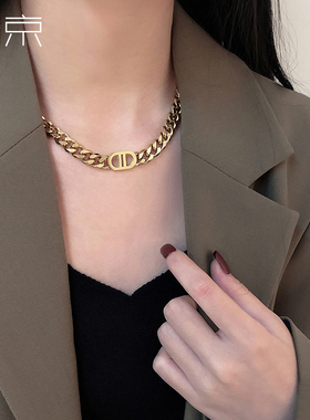 钛钢项链 欧美夸张项链女ins锁骨链小众设计网红粗链条choker颈链