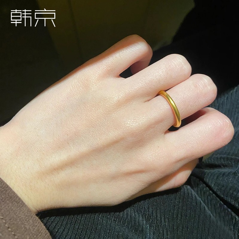 钛钢 光面素圈实心戒指男女情侣指环不掉色素戒子配饰