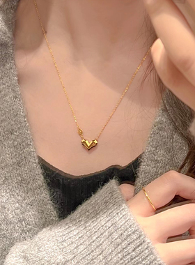 钛钢 ING立体爱心字母e生有你桃心项链女一心一意爱你锁骨链