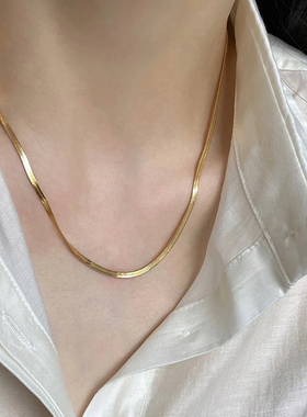 钛钢项链 轻奢扁平蛇骨链项链女高级感百搭素链不褪色颈链配饰品