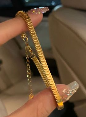 钛钢手链 简约时尚高级小众轻奢鱼鳞片手链女不褪色气质手环手饰