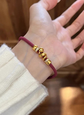 铜合金手链 卷卷蛇红色编绳手链女轻奢高级感中式国潮风手饰新年