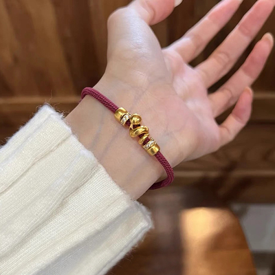 铜合金手链 卷卷蛇红色编绳手链女轻奢高级感中式国潮风手饰新年