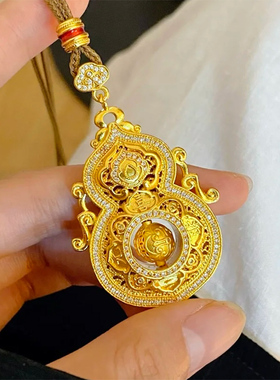 铜合金项链 新中式人生四美葫芦项链女福禄长款轻奢配饰精工版本