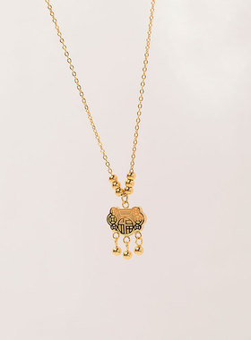 钛钢 长命锁平安锁项链女福字锁骨链子时尚轻奢配饰