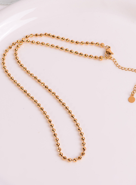 钛钢项链  爆闪蹦迪珠项链女可调节锁骨链圆珠素链不掉色叠戴饰品