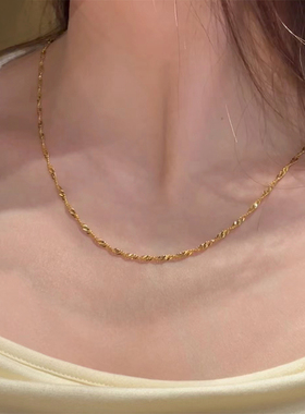 钛钢项链 精致水波纹项链女ins简约百搭素链单链锁骨链无吊坠配饰