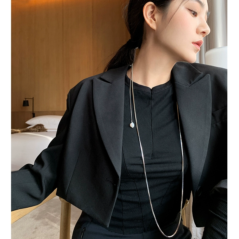 钛钢 一款多戴长款蛇骨链项链女日韩ins风百搭秋冬毛衣链配饰