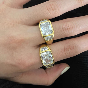 钛钢戒指 欧美轻奢个性复古防水戒指女ins风精致食指戒秋冬季指环