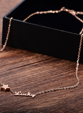 气质款幸运五角星钛钢女短链项链