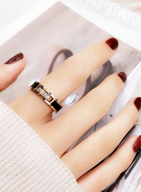 风网韩国黑色潮人钛钢装饰品戒指