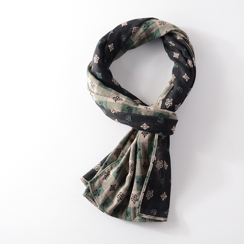 日系纯棉围巾双面格子