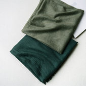 围巾超薄文艺白搭墨绿色军绿色围巾纯色棉麻护颈男女款 春秋季 男士