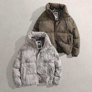 冬新款男保暖日系外套821立领轻便袄子MR雅痞脏脏色90绒羽绒服