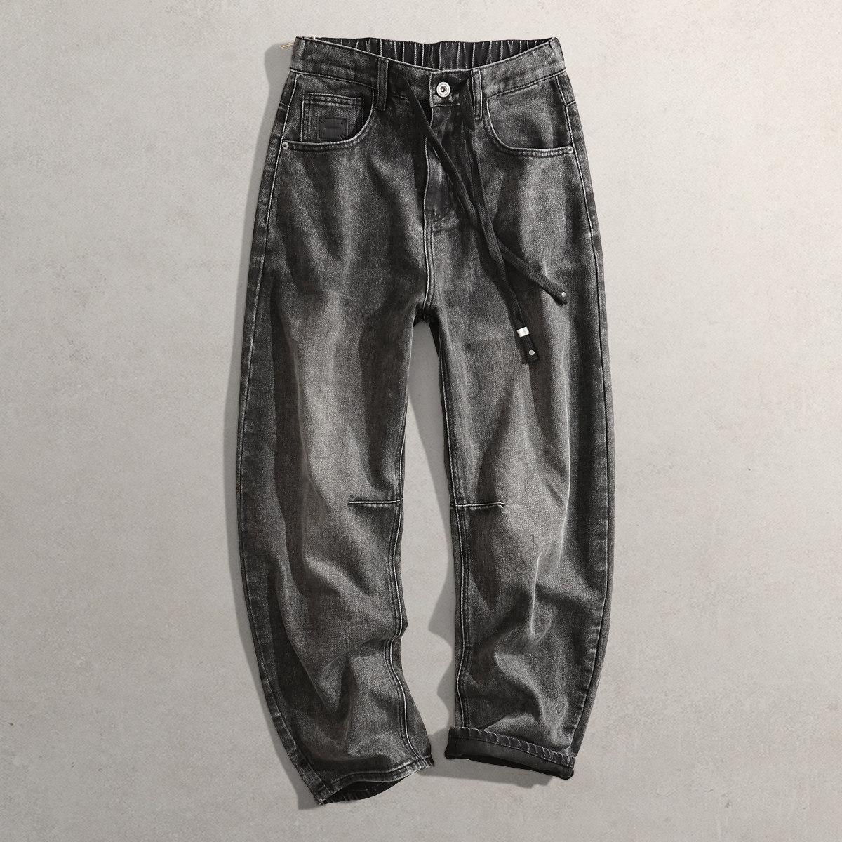 2026春新裤子CG男装牛仔直筒长裤68658复古水洗黑宽松阔腿牛仔裤