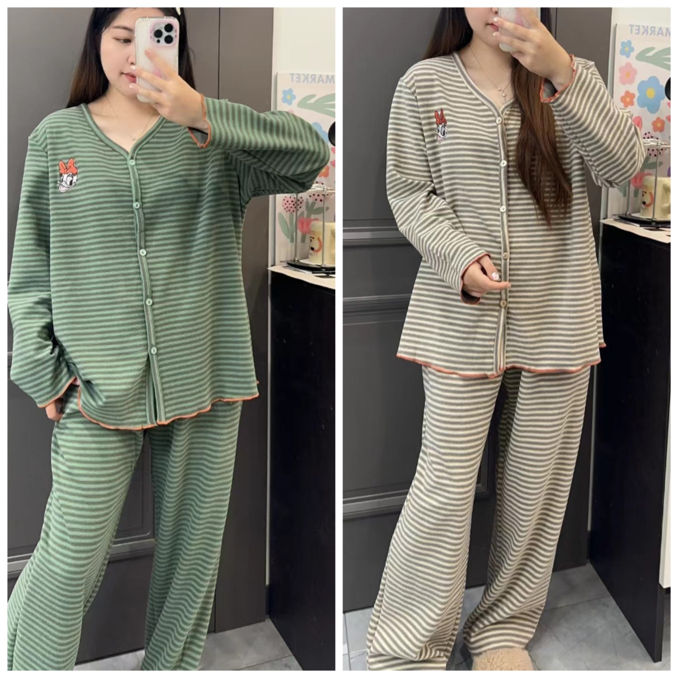 2025秋冬新款大码德绒保暖条纹韩版家居服套装加肥加大舒适睡衣女