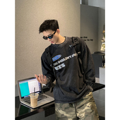 水洗炒雪花美式 印花防晒长袖 复古宽松经典 型男女同款 宽松版 PLTH