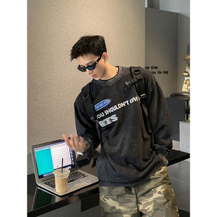 水洗炒雪花美式 印花防晒长袖 复古宽松经典 型男女同款 宽松版 PLTH