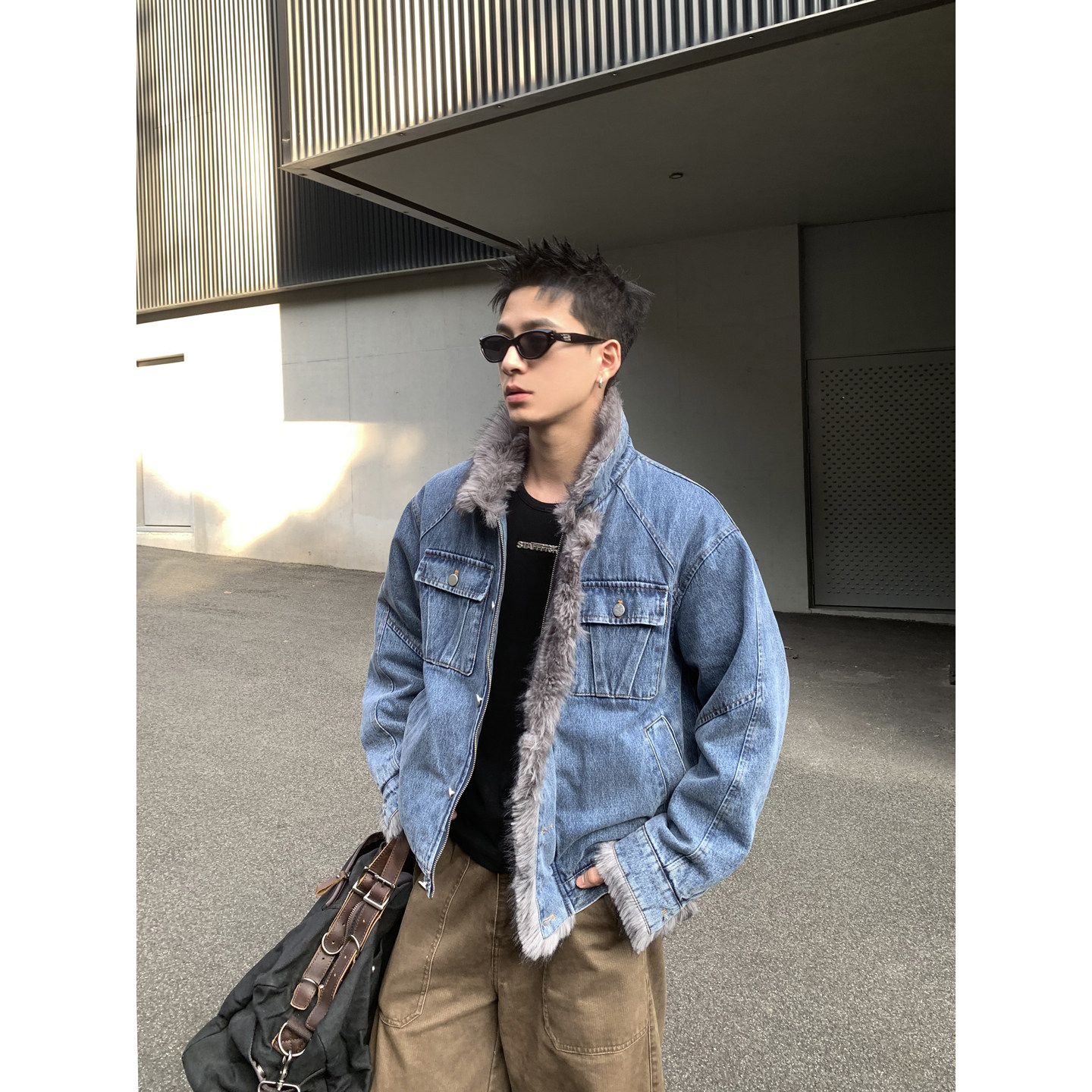PLTH美式潮牌座山雕水洗牛仔外套棉服男女cleanfitac加厚夹克外套
