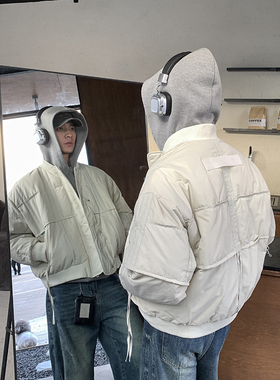 PLTH*90白鸭绒美式街头棒球服外套冬保暖夹克加厚短款羽绒服男女