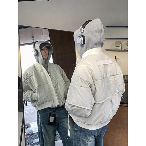 PLTH*90白鸭绒美式街头棒球服外套冬季保暖夹克加厚男女羽绒服