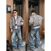 加厚短款 PLTH 高级感立领双拉链飞行夹克棉服外套男冬季 廓形棉衣