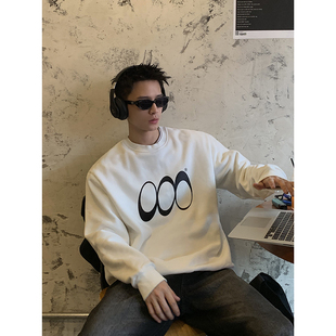 加绒加厚圆领宽松美式 新品 复古休闲百搭宽松外套男卫衣 冬季 PLTH