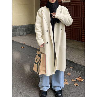 双面呢外套纯色百搭宽松暖男ins风大衣 高品质韩系经典 PLTH 冬季