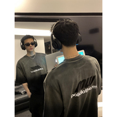 PLTH 复古休闲日常百搭T恤宽松落肩纯棉短袖 新品 渐变水洗重磅美式