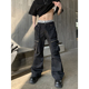 休闲美式 复古cleanfit裤 子高街机能微喇显腿长小众工装 PLTH 长裤