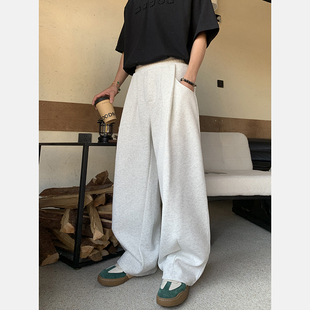 男百搭宽松高级感阔腿裤 复古cleanfit廓形褶皱休闲裤 潮 美式 PLTH