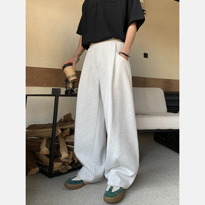 PLTH*美式复古cleanfit廓形褶皱休闲裤男百搭宽松高级感阔腿裤潮