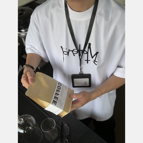 PLTH*美式高街涂鸦字母短袖T恤男女夏季潮牌cleanfit宽松半袖上衣