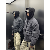 PLTH 重工水洗棉服男女同款 bomber冬夹棉多口袋飞行夹克棉衣外套