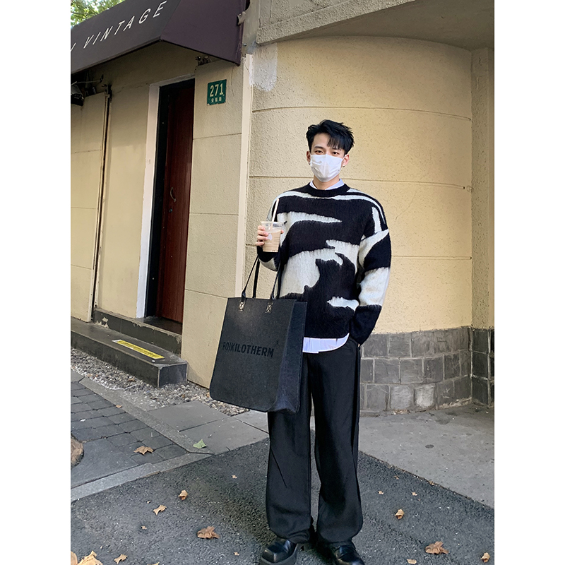 冬季毛衣慵懒马海毛圆领