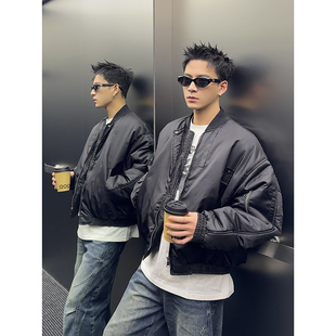 PLTH 复古简约飞行夹克棉服男女百搭宽松休闲保暖棒球服外套 美式