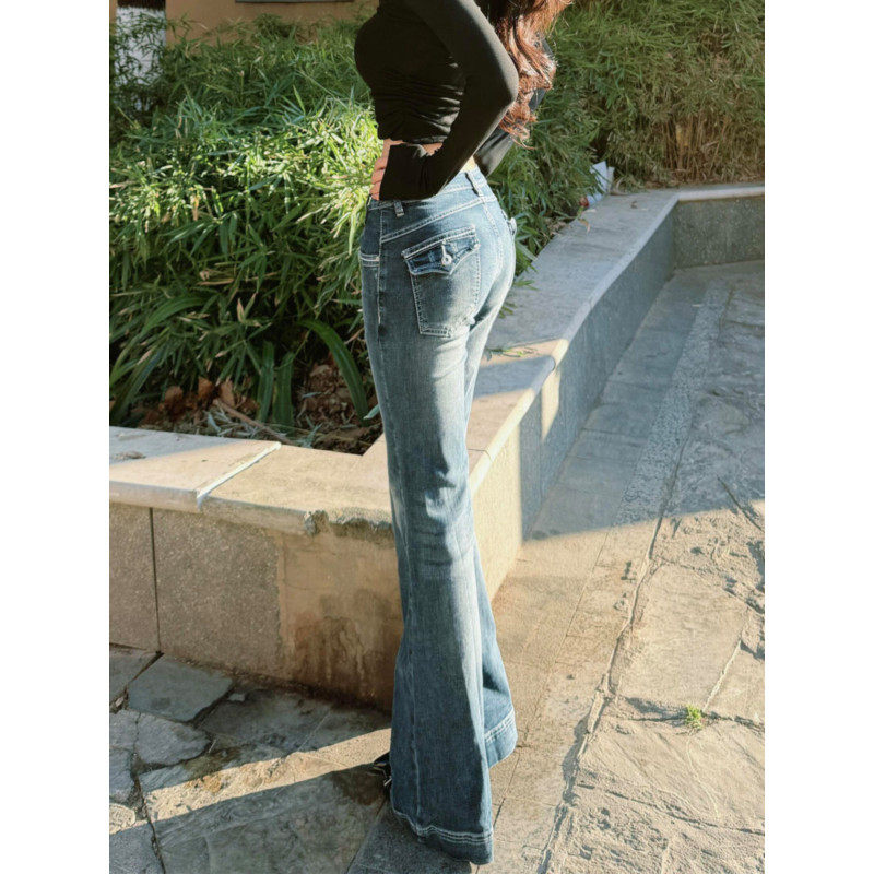 大码胖mm美式辣妹低腰微喇牛仔裤女春季设计感修身显瘦窄版马蹄裤,女装/女士精品,大码裤装,淘宝优惠券,粉丝福利购,淘宝优惠卷