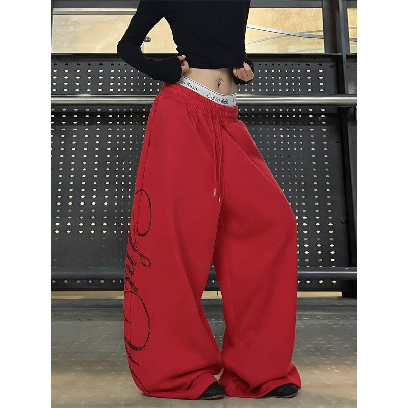 大码胖mm美式高街字母烫钻运动卫裤女春季宽松慵懒爵士舞阔腿长裤,女装/女士精品,大码裤装,淘宝优惠券,粉丝福利购,淘宝优惠卷