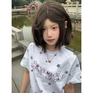 T恤女夏季 甜酷烫钻满印星星短袖 辣妹百搭休闲上衣潮 胖mm美式 大码