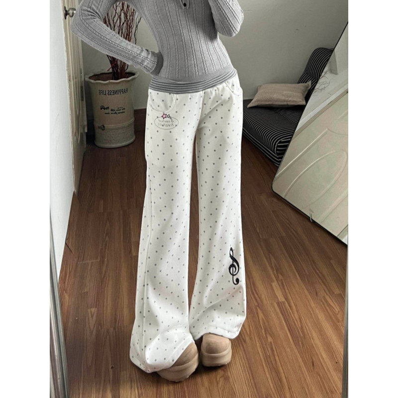 大码胖mm美式复古加绒波点直筒卫裤女秋冬高腰显瘦加厚休闲阔腿裤,女装/女士精品,大码裤装,淘宝优惠券,粉丝福利购,淘宝优惠卷