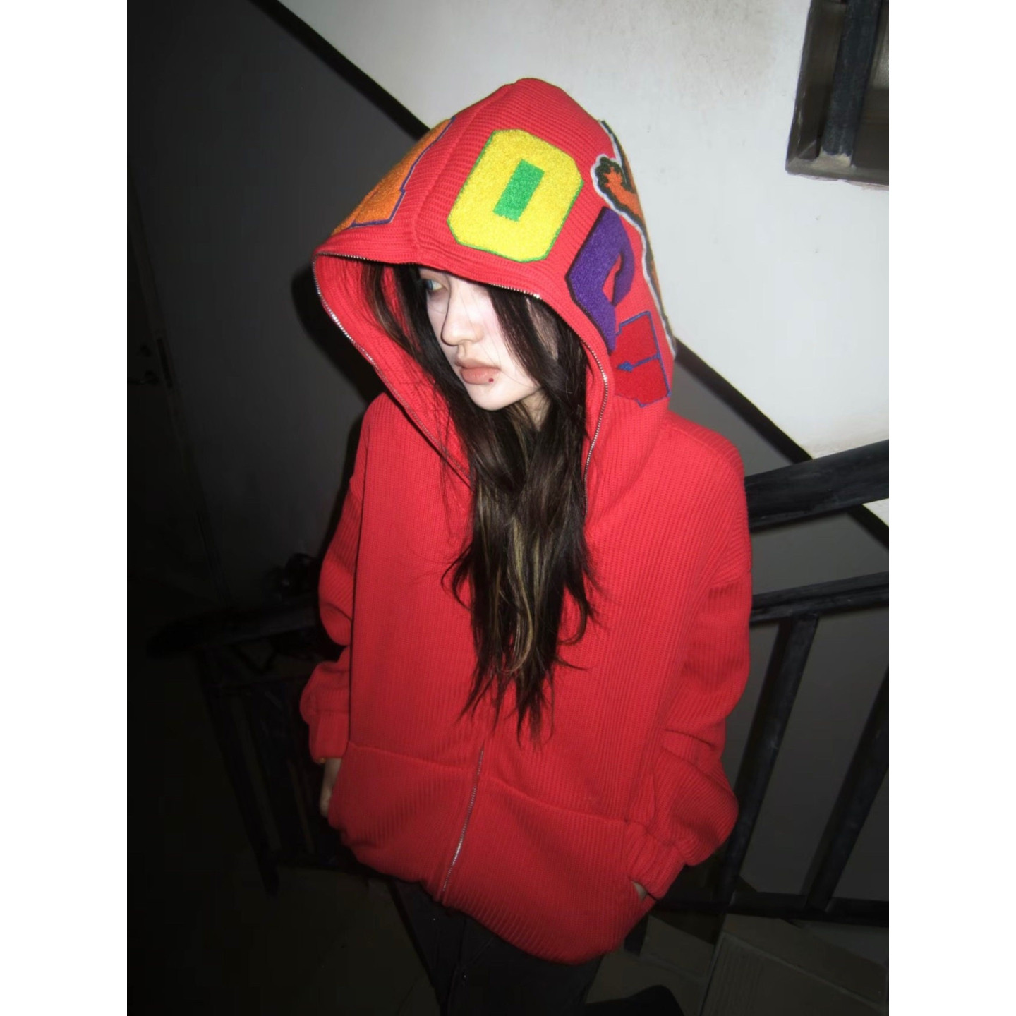 大码胖mm美式潮牌字母毛巾绣连帽卫衣女秋冬加绒宽松拉链开衫外套,女装/女士精品,大码内搭,淘宝优惠券,粉丝福利购,淘宝优惠卷