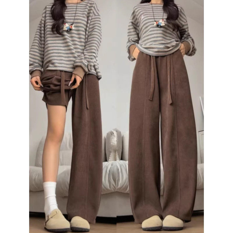 大码胖mm美式复古加绒加厚弯刀阔腿裤女秋冬季宽松百搭休闲拖地裤,女装/女士精品,大码裤装,淘宝优惠券,粉丝福利购,淘宝优惠卷