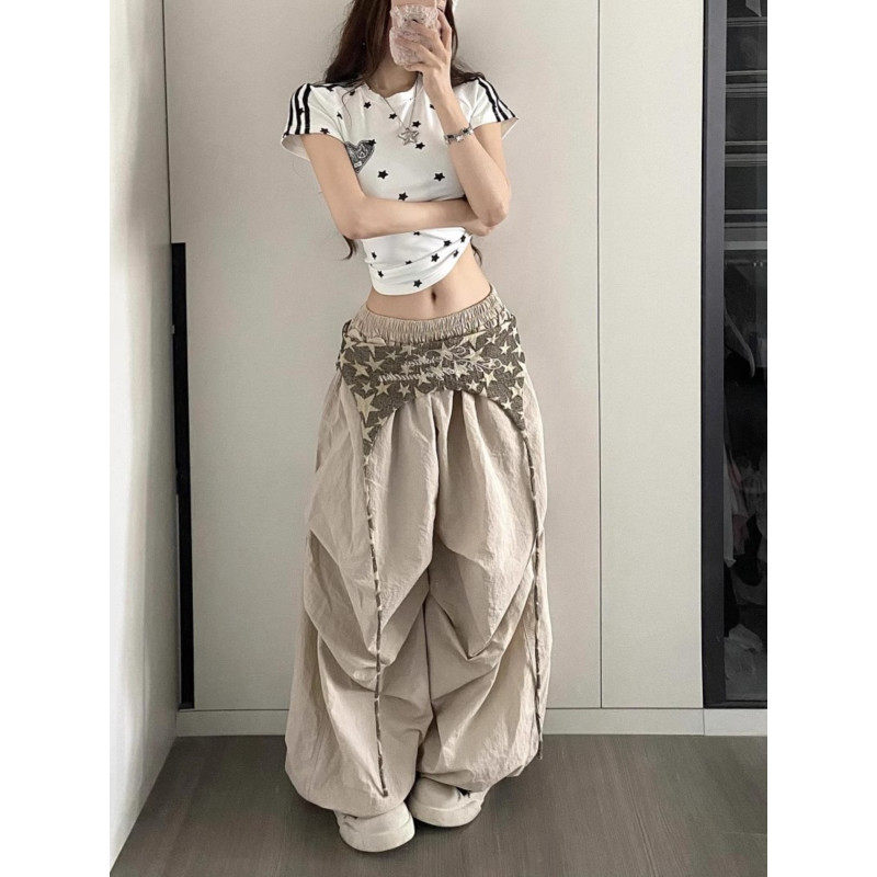 大码胖mm美式叠穿设计感绑带伞兵裤女夏季宽松休闲褶皱阔腿长裤潮,女装/女士精品,大码裤装,淘宝优惠券,粉丝福利购,淘宝优惠卷