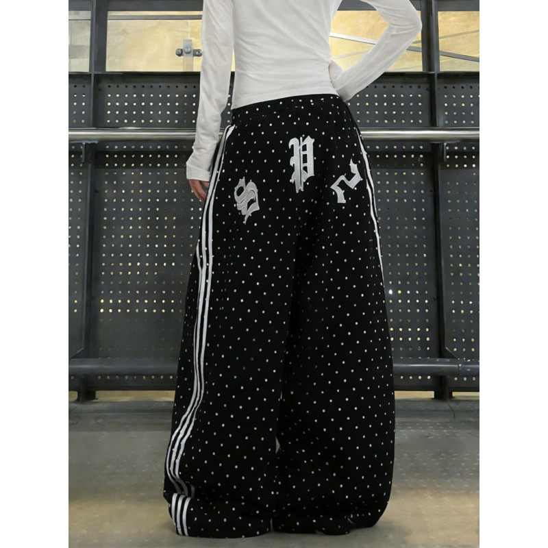 大码胖mm美式高街字母印花运动卫裤女春季宽松慵懒爵士舞阔腿长裤,女装/女士精品,大码裤装,淘宝优惠券,粉丝福利购,淘宝优惠卷